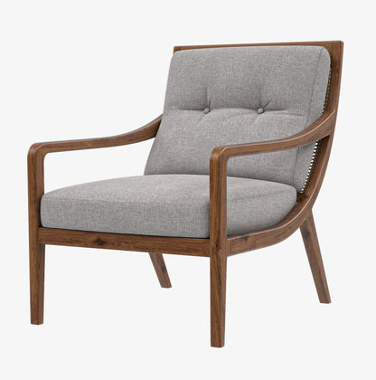 LSFH Unique Design True Innovations Haz Rattan Woven Chair Accent Chair Armchair with Solid Sagwan Wooden Frame Single Sofa Chair for Small Apartments, Living Room or Bedroom (1 Chair, Grey)