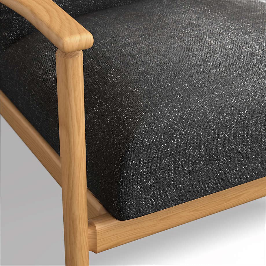 LSFH Unique Design True Innovations Ojai Fabric Accent Chair Armchair with Solid Sagwan Wooden Frame Single Sofa Chair for Small Apartments, Living Room or Bedroom (1 Chair, Black)