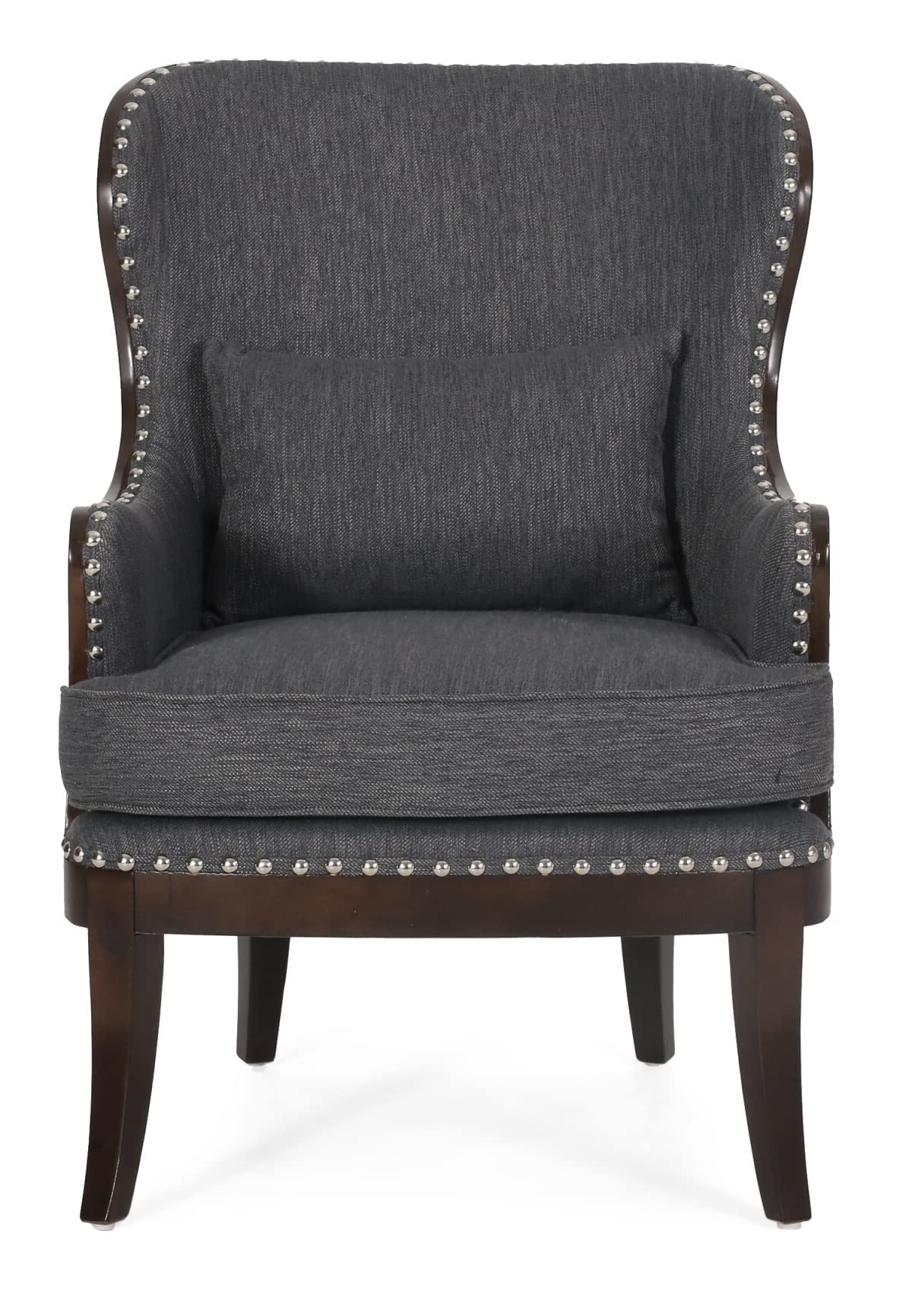 LSFH Unique Design True Innovations Mantua Accent Chair Armchair with Solid sagwan Wooden Legs Single Sofa Chair for Small Apartments, Living Room or Bedroom (Set of 2 Chair, Grey)