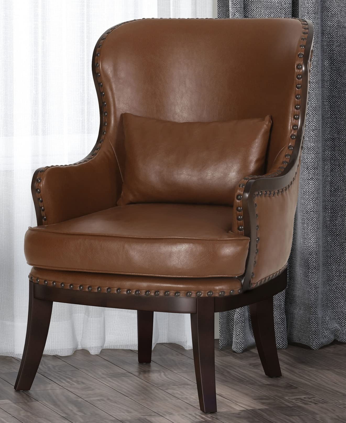 LSFH Unique Design True Innovations Mantua Accent Chair Armchair with Solid sagwan Wooden Legs Single Sofa Chair for Small Apartments, Living Room or Bedroom (Set of 2 Chair, Brown)
