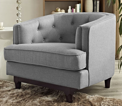 LSFH Unique Design True Innovations Coast Tufted Accent Chair Armchair with Solid Sagwan Wooden Legs Single Sofa Chair for Small Apartments, Living Room or Bedroom (Set of 2 Chairs, Light Grey)
