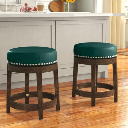 LSFH Unique Design True Innovations Arlettez Swivel Bar Stool with 100% Sagwan Wood Frame 360 Degree Ball & Cast Swivel Pub Height Bar Stool for Shop, Salon, Office and Home (Set Of 2 Barstool, Green)