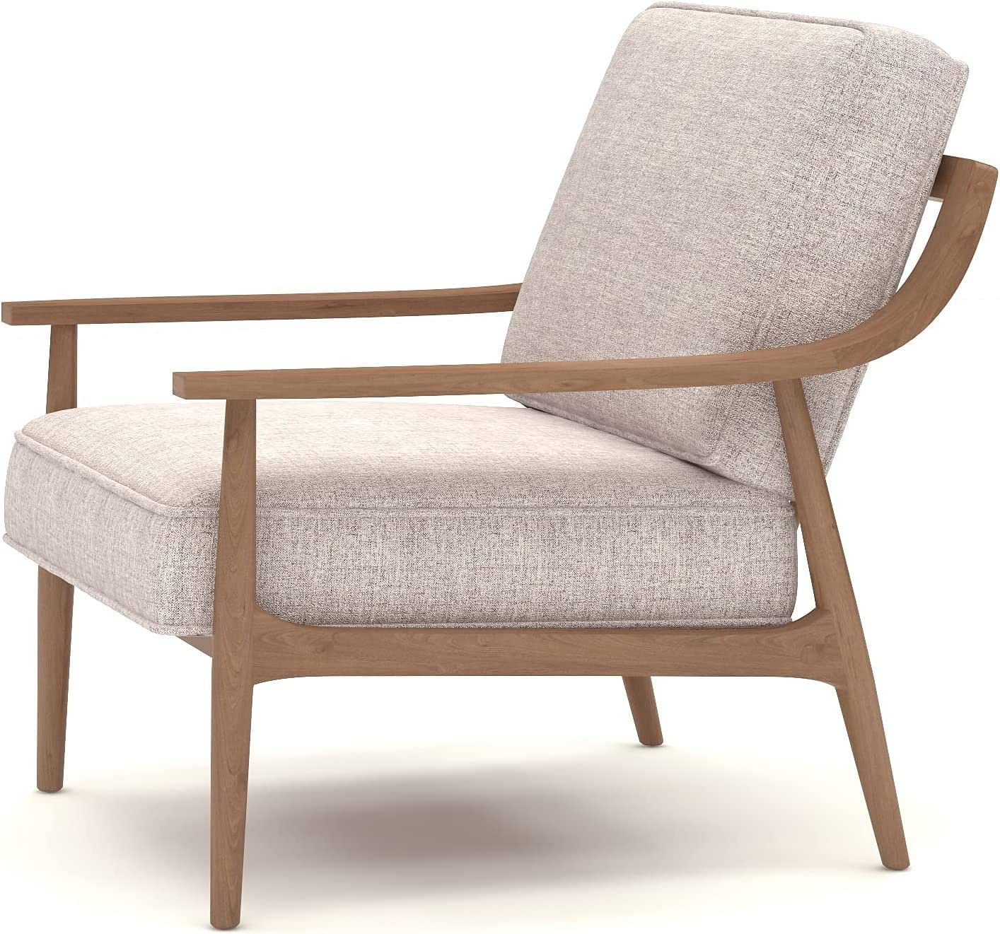 LSFH Unique Design True Innovations Artzhouse Accent Chair Armchair with Solid Sagwan Wooden Frame Single Sofa Chair for Small Apartments, Living Room or Bedroom (Set of 2 Chairs, Beige)