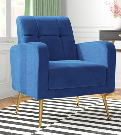 LSFH Unique Design True Innovations Florianaz Accent Chair, Armchair with Solid Sagwan Wooden Frame Single Sofa Chair for Small Apartments, Living Room or Bedroom (Set of 2 Chairs, Blue)