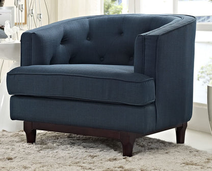 LSFH Unique Design True Innovations Coast Tufted Accent Chair Armchair with Solid Sagwan Wooden Legs Single Sofa Chair for Small Apartments, Living Room or Bedroom (Set of 2 Chairs, Blue)