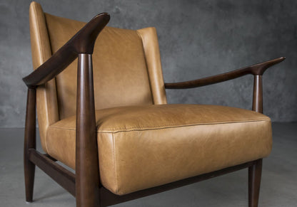 LSFH Unique Design True Innovations Clifton Accent Chair Armchair with Solid Sagwan Wooden Frame Single Sofa Chair for Small Apartments, Living Room or Bedroom (Set of 2 Chairs, Brown)