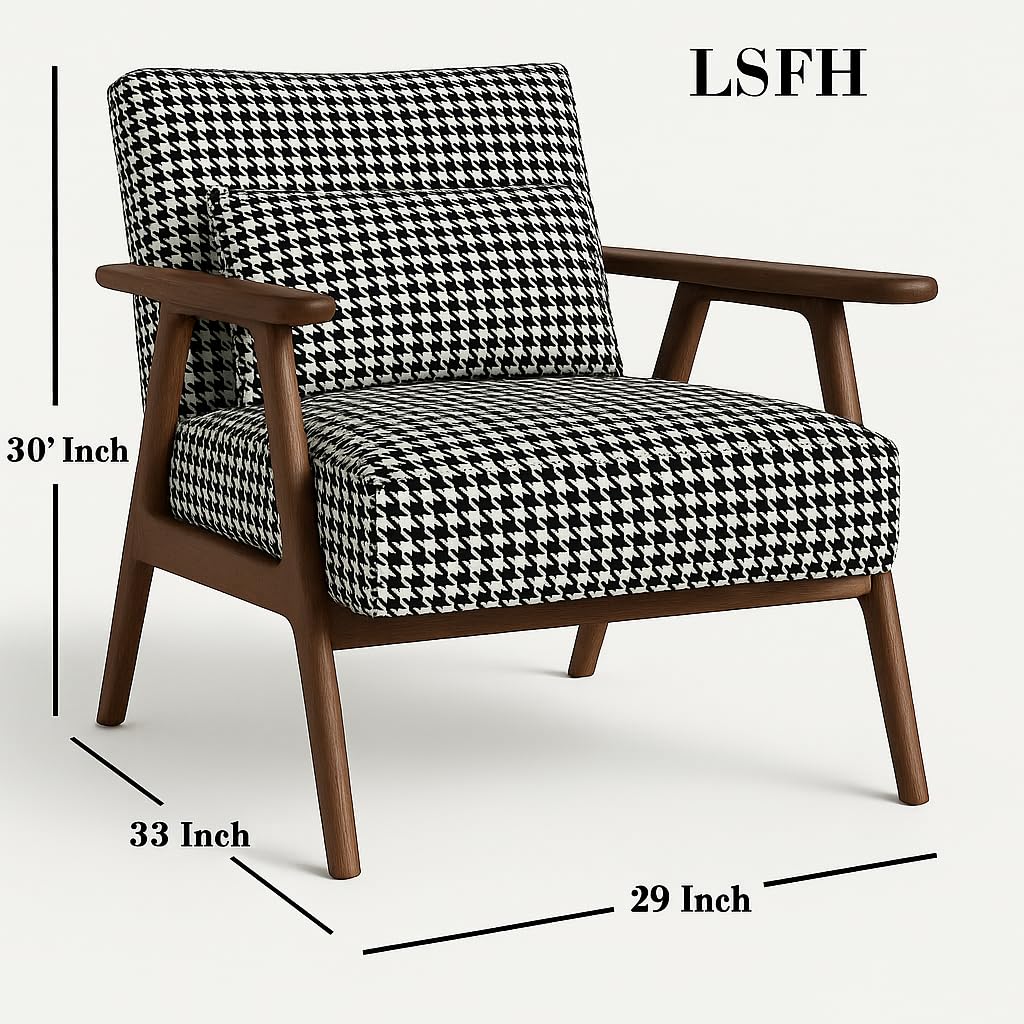 LSFH Hendricks Soft Suede Printed Accent Armchair – Stylish Single Sofa with Solid Sagwan Wood Frame for Living Room, Bedroom & Small Spaces (Set of 2 Chairs, Printed)