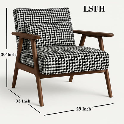 LSFH Hendricks Soft Suede Printed Accent Armchair – Stylish Single Sofa with Solid Sagwan Wood Frame for Living Room, Bedroom & Small Spaces (1 Chair, Printed)