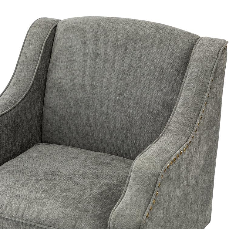 LSFH Unique Design True Innovations Aleithz Accent Chair, Armchair with Solid Sagwan Wooden Frame Single Sofa Chair for Small Apartments, Living Room or Bedroom (1 Chair, Grey)