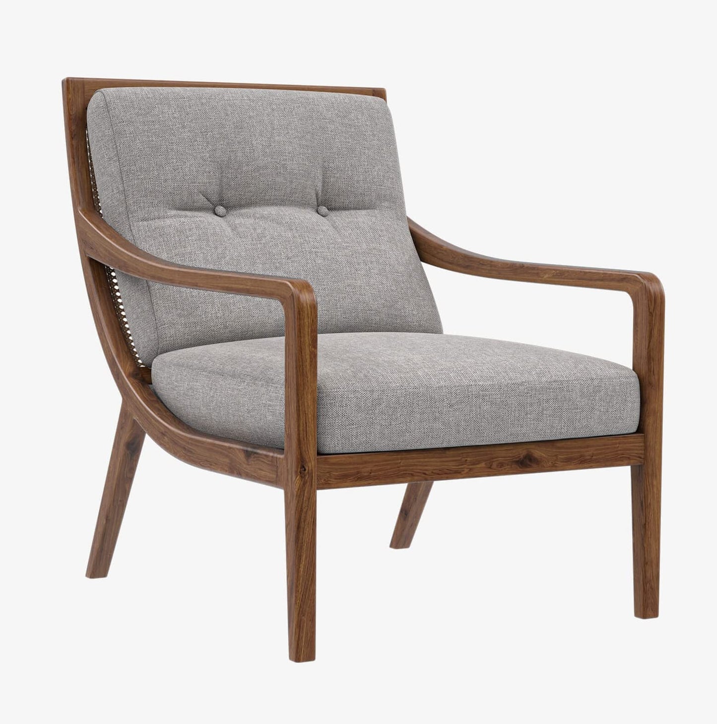 LSFH Unique Design True Innovations Haz Rattan Woven Chair Accent Chair Armchair with Solid Sagwan Wooden Frame Single Sofa Chair for Small Apartments, Living Room or Bedroom (1 Chair, Grey)