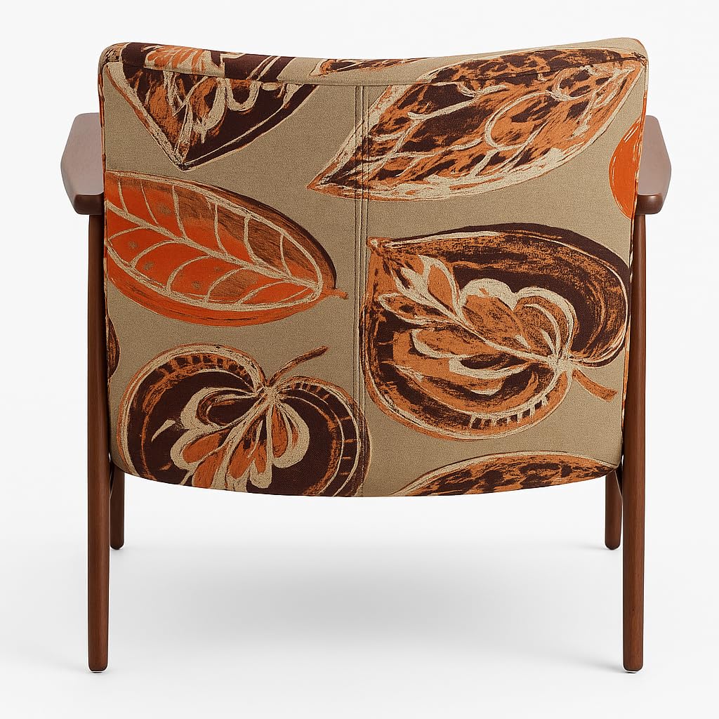 LSFH Unique Design True Innovations Grcia Hendricks Accent Chair Armchair with Solid Sagwan Wooden Frame Single Sofa Chair for Small Apartments, Living Room or Bedroom (1 Chair, Leaf Printed)