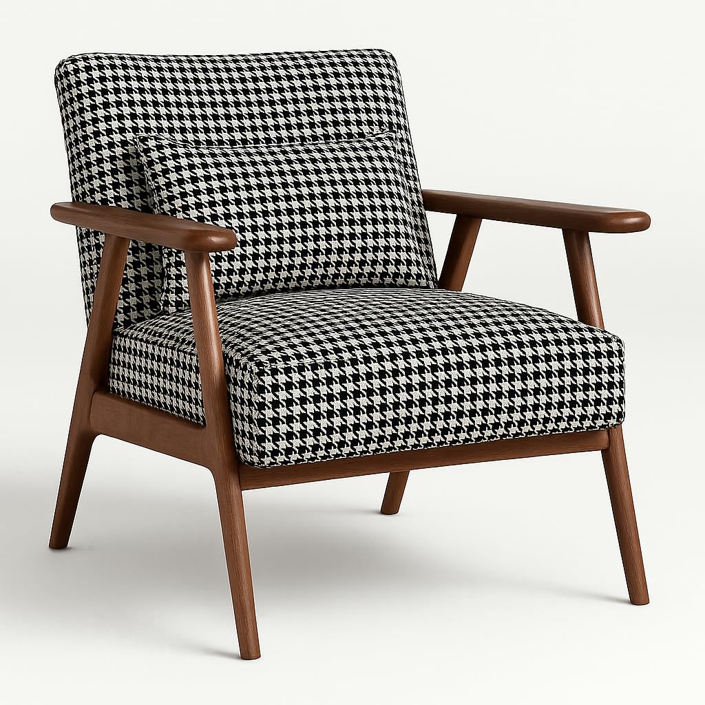 LSFH Hendricks Soft Suede Printed Accent Armchair – Stylish Single Sofa with Solid Sagwan Wood Frame for Living Room, Bedroom & Small Spaces (Set of 2 Chairs, Printed)