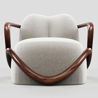 LSFH Unique Design Fabric Upholstered Huge Accent Chair, Armchair with Solid Sagwan Wooden Frame Single Sofa Chair for Small Apartments, Living Room or Bedroom (Set of 2 Chairs, Off White)