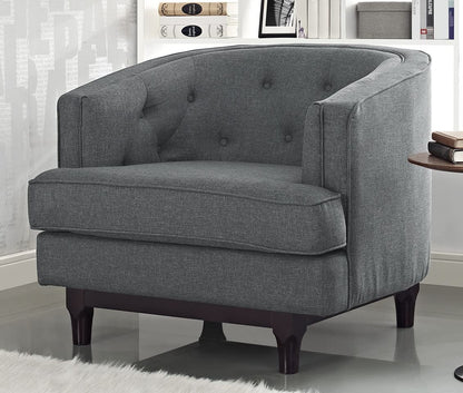 LSFH Unique Design True Innovations Coast Tufted Accent Chair Armchair with Solid Sagwan Wooden Legs Single Sofa Chair for Small Apartments, Living Room or Bedroom (1 Chair, Grey)