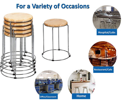 LSFH Unique Design True Innovations Wood Stack Stool Round Shape for Small Apartments, Living Room or Bedroom (Set of 5 Stools)