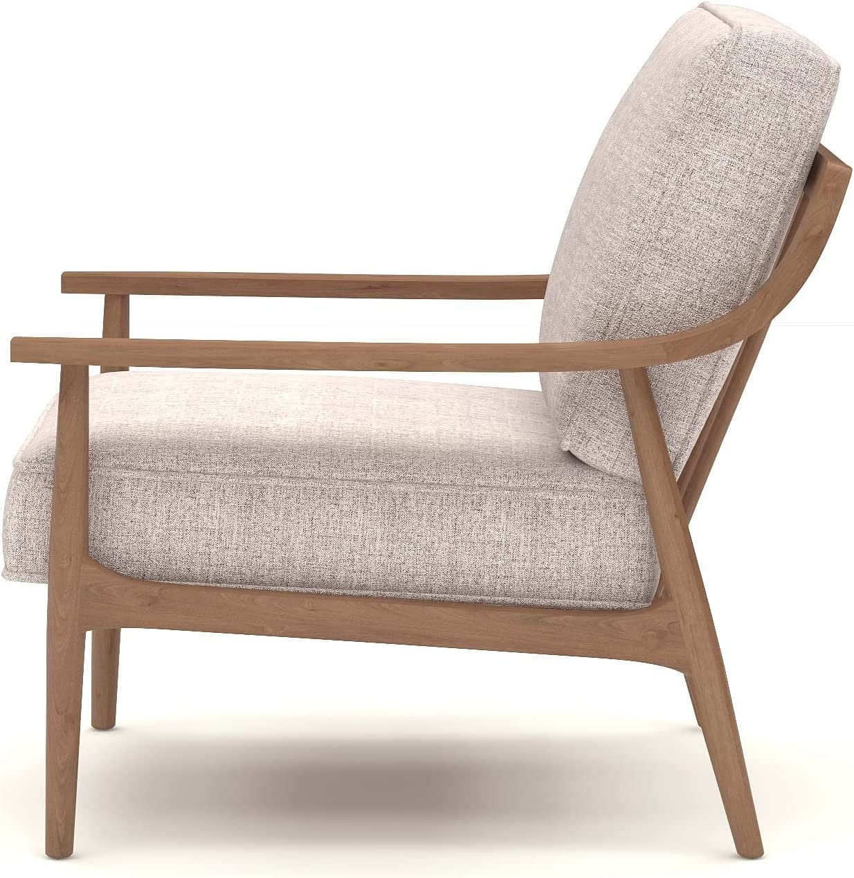 LSFH Unique Design True Innovations Artzhouse Accent Chair Armchair with Solid Sagwan Wooden Frame Single Sofa Chair for Small Apartments, Living Room or Bedroom (Set of 2 Chairs, Beige)
