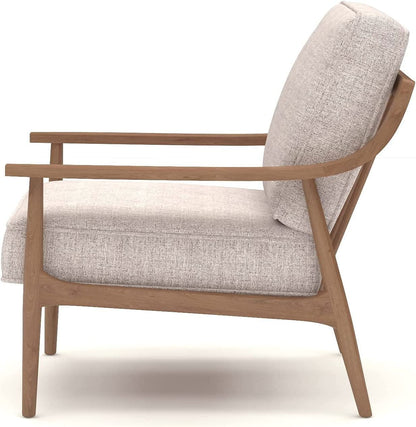 LSFH Unique Design True Innovations Artzhouse Accent Chair Armchair with Solid Sagwan Wooden Frame Single Sofa Chair for Small Apartments, Living Room or Bedroom (1 Chair, Beige)