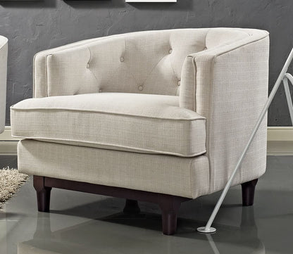 LSFH Unique Design True Innovations Coast Tufted Accent Chair Armchair with Solid Sagwan Wooden Legs Single Sofa Chair for Small Apartments, Living Room or Bedroom (Set of 2 Chairs, Beige)