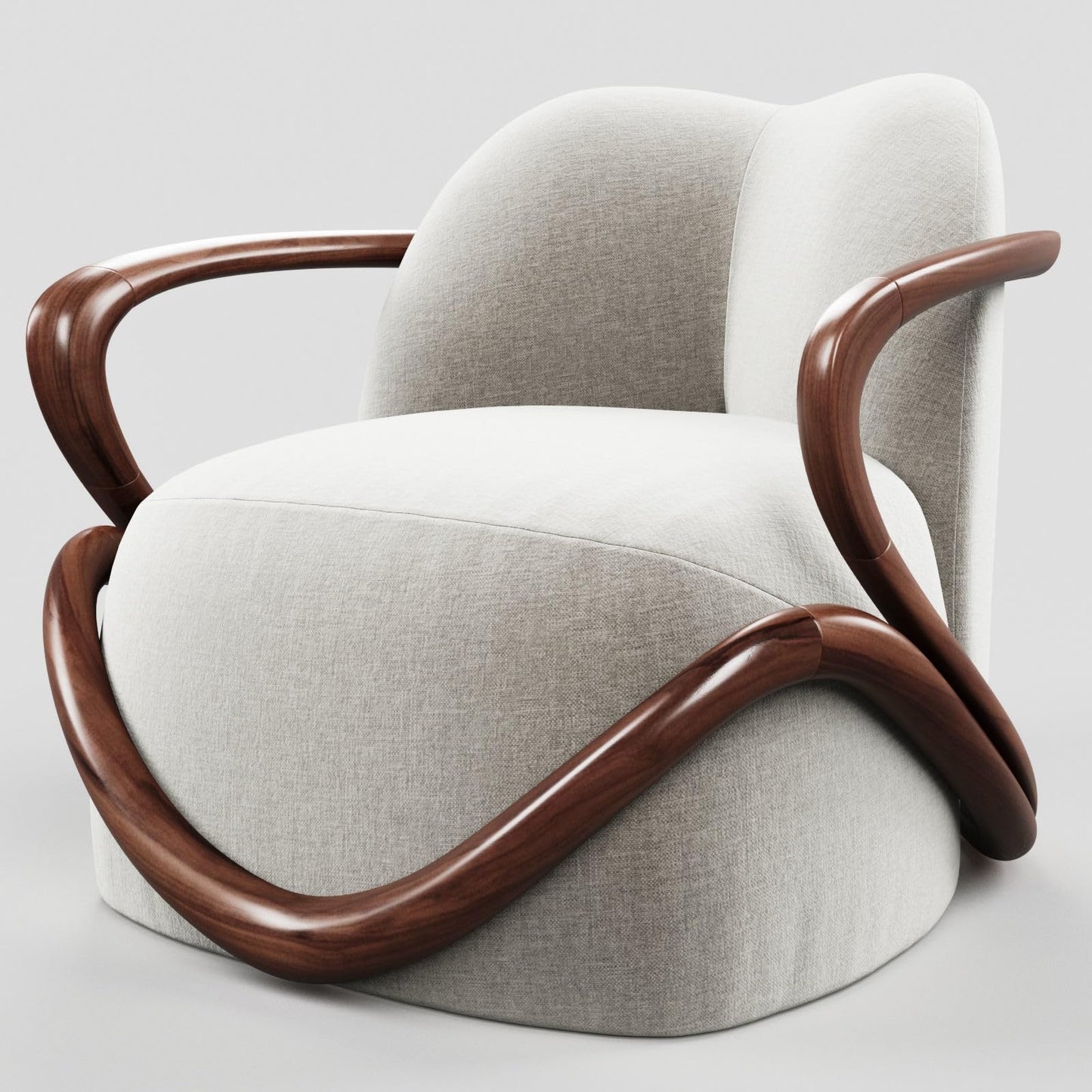 LSFH Unique Design Fabric Upholstered Huge Accent Chair, Armchair with Solid Sagwan Wooden Frame Single Sofa Chair for Small Apartments, Living Room or Bedroom (Set of 2 Chairs, Off White)