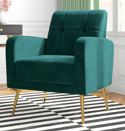 LSFH Unique Design True Innovations Florianaz Accent Chair, Armchair with Solid Sagwan Wooden Frame Single Sofa Chair for Small Apartments, Living Room or Bedroom (Set of 2 Chairs, Green)