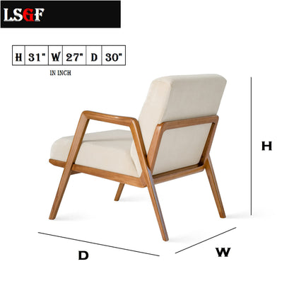 LSFH Unique Design True Innovations Maluz Accent Chair Armchair with Solid Sagwan Wooden Frame Single Sofa Chair for Small Apartments, Living Room or Bedroom (1 Chair, Grey)