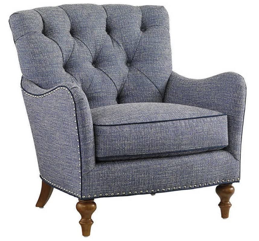 LSFH Unique Design True Innovations Oyster Button Tufted Accent Chair Armchair with Solid sagwan Wooden Legs Single Sofa Chair for Small Apartments, Living Room or Bedroom (Set of 2 Chairs, Blue)