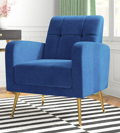LSFH Unique Design True Innovations Florianaz Accent Chair, Armchair with Solid Sagwan Wooden Frame Single Sofa Chair for Small Apartments, Living Room or Bedroom (Set of 2 Chairs, Blue)