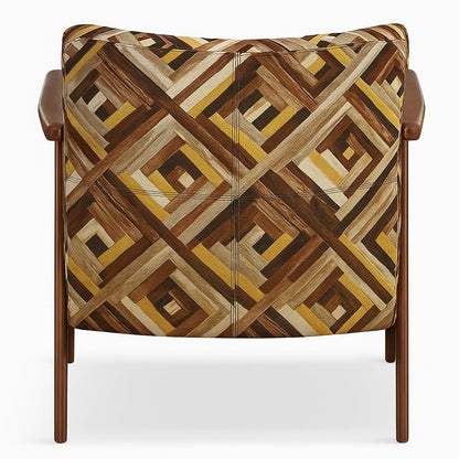 LSFH Unique Design True Innovations Grcia Hendricks Accent Chair Armchair with Solid Sagwan Wooden Frame Single Sofa Chair for Small Apartments, Living Room or Bedroom (2 Chairs, Squre Printed)