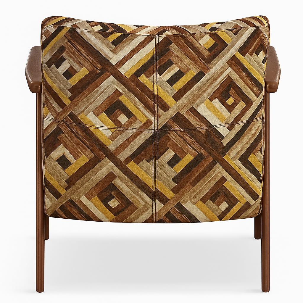 LSFH Unique Design True Innovations Grcia Hendricks Accent Chair Armchair with Solid Sagwan Wooden Frame Single Sofa Chair for Small Apartments, Living Room or Bedroom (1 Chair, Squre Printed)
