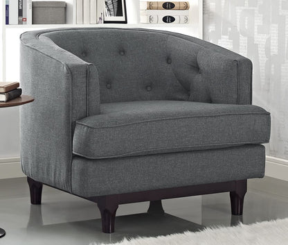 LSFH Unique Design True Innovations Coast Tufted Accent Chair Armchair with Solid Sagwan Wooden Legs Single Sofa Chair for Small Apartments, Living Room or Bedroom (1 Chair, Grey)