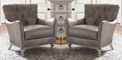 LSFH Unique Design True Innovations Oyster Button Tufted Accent Chair Armchair with Solid sagwan Wooden Legs Single Sofa Chair for Small Apartments, Living Room or Bedroom (Set of 2 Chairs, Beige)