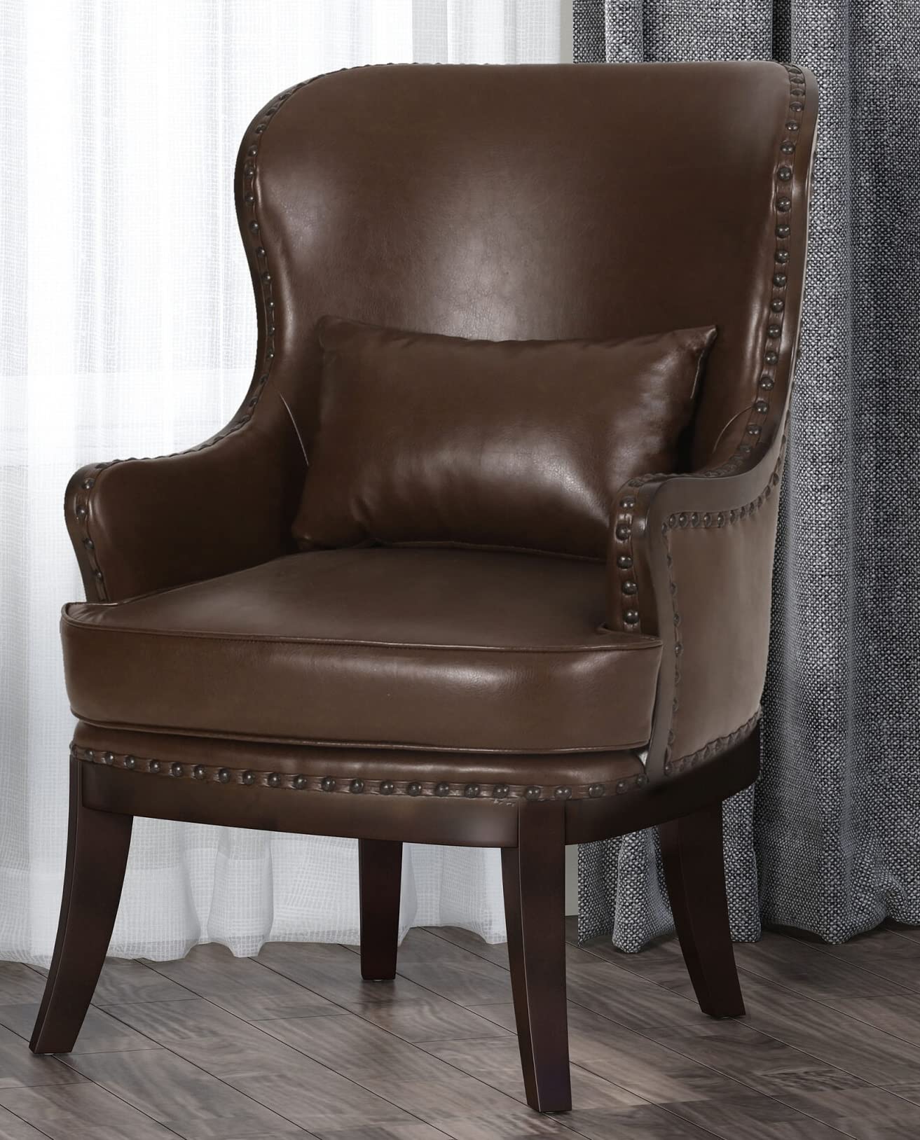 LSFH Unique Design True Innovations Mantua Accent Chair Armchair with Solid sagwan Wooden Legs Single Sofa Chair for Small Apartments, Living Room or Bedroom (Set of 2 Chair, Dark Brown)