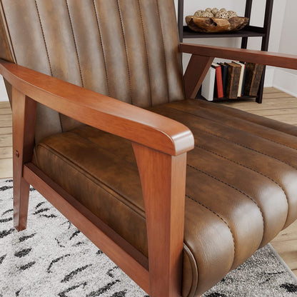 LSFH Unique Design True Innovations Channel Tufted Accent Chair Armchair with Solid Teak Wood Frame, Set of 2, Brown