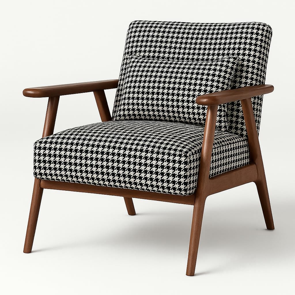 LSFH Hendricks Soft Suede Printed Accent Armchair – Stylish Single Sofa with Solid Sagwan Wood Frame for Living Room, Bedroom & Small Spaces (Set of 2 Chairs, Printed)