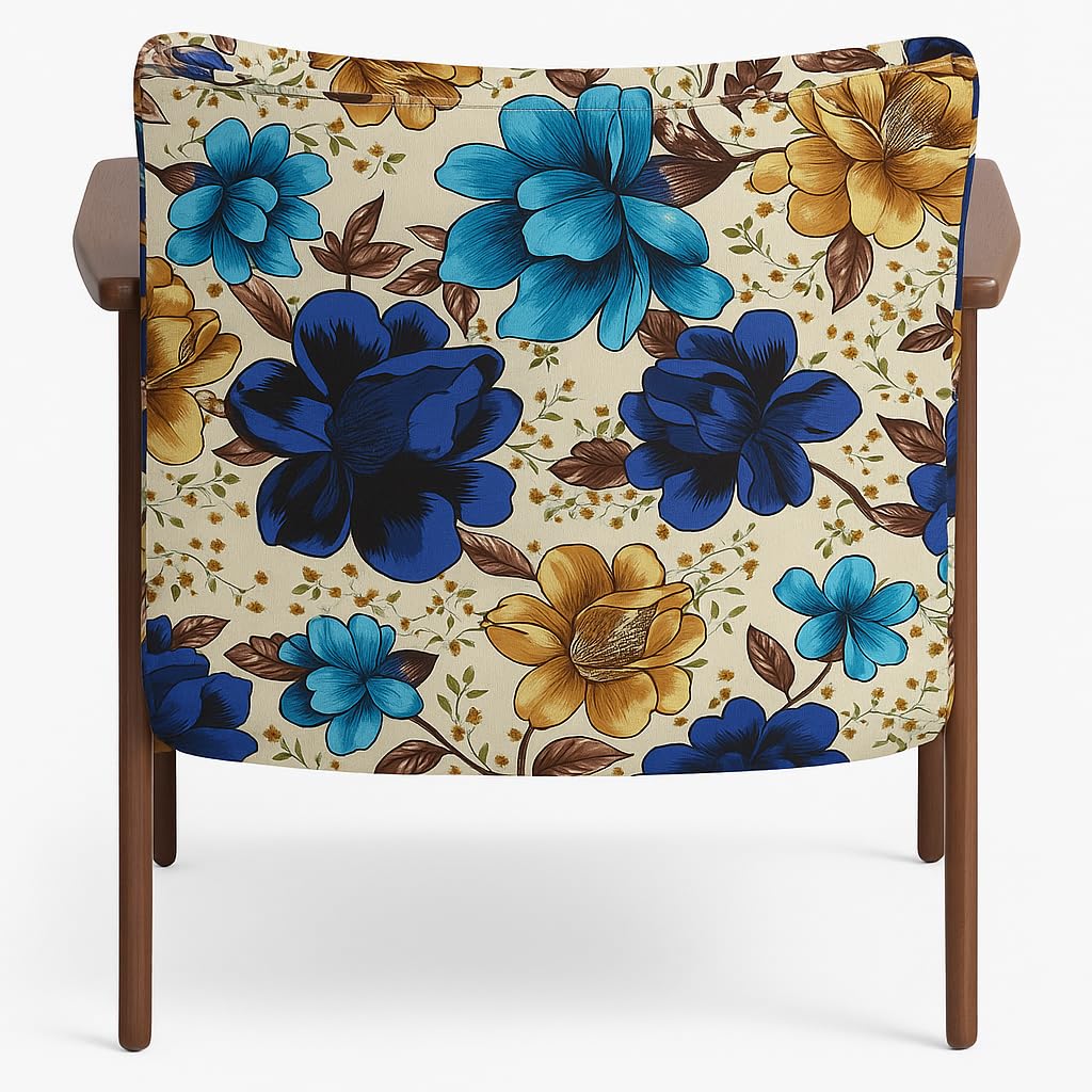 LSFH Unique Design Grcia Hendricks Accent Chair Armchair with Solid Sagwan Wooden Frame Single Sofa Chair for Small Apartments, Living Room or Bedroom (Set of 2 Chairs, Flower Printed)