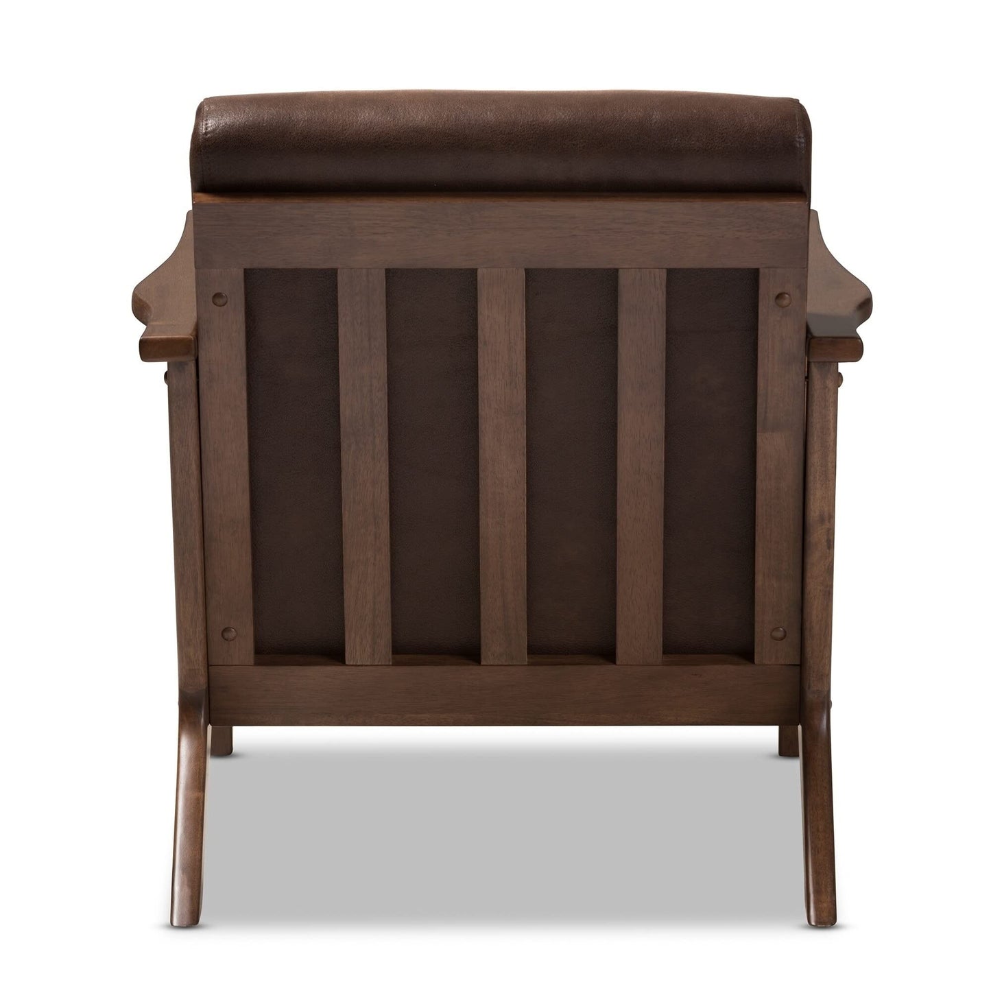 LSFH Unique Design True Innovations Bianca Leatherette Accent Chair Armchair with Solid Sagwan Wooden Frame Single Sofa Chair for Small Apartments, Living Room or Bedroom (Set of 2 Chairs, Dark Brown)