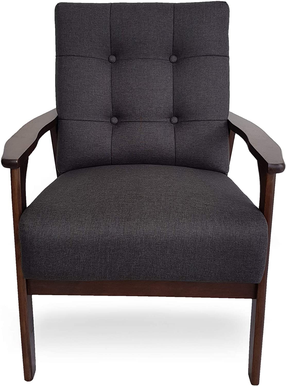 LSFH Unique Design True Innovations Waffle Stitch Tufted Accent Chair Armchair with Solid sagwan Wooden Frame Single Sofa Chair for Small Apartments, Living Room or Bedroom (Set of 2 Chairs, Grey)
