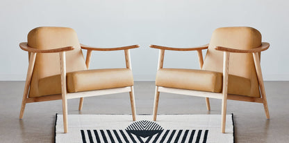 LSFH Unique Design Balticz Accent Chair Armchair with Solid Sagwan Wooden Frame Single Sofa Chair for Small Apartments, Living Room or Bedroom (Natural Finish, Brown Set of 2 Chairs)