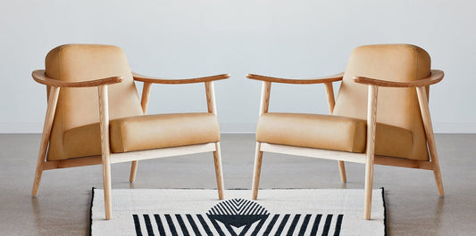 LSFH Unique Design Balticz Accent Chair Armchair with Solid Sagwan Wooden Frame Single Sofa Chair for Small Apartments, Living Room or Bedroom (Natural Finish, Brown Set of 2 Chairs)