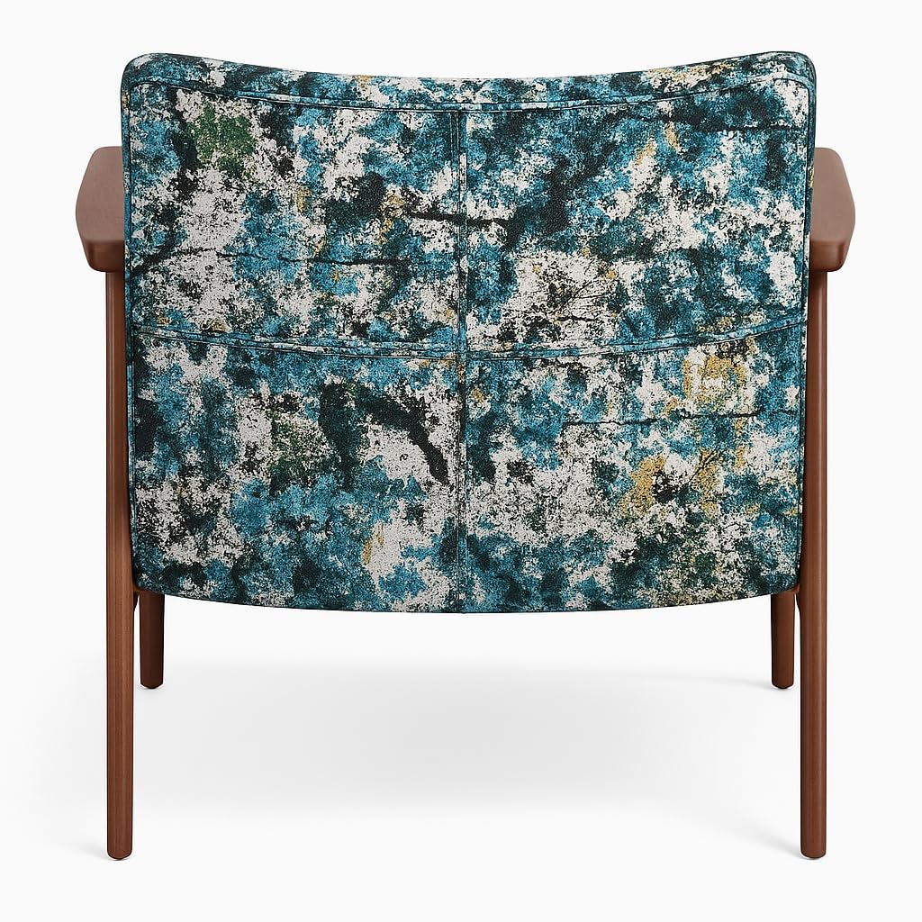 LSFH Unique Design True Innovations Grcia Hendricks Accent Chair Armchair with Solid Sagwan Wooden Frame Single Sofa Chair for Small Apartments, Living Room or Bedroom (1 Chair, Blue Printed)