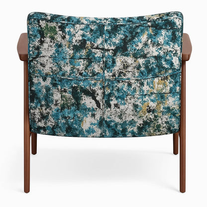 LSFH Unique Design True Innovations Grcia Hendricks Accent Chair Armchair with Solid Sagwan Wooden Frame Single Sofa Chair for Small Apartments, Living Room or Bedroom (1 Chair, Blue Printed)
