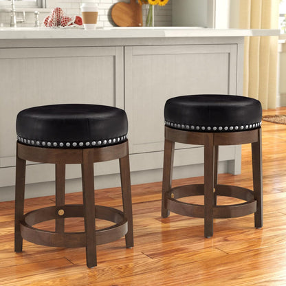 LSFH Unique Design True Innovations Arlettez Swivel Bar Stool with 100% Sagwan Wood Frame 360 Degree Ball & Cast Swivel Pub Height Bar Stool for Shop, Salon, Office and Home (Set Of 2 Barstool, Black)