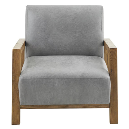 LSFH Unique Design Eastoz Lounge Chair, Accent Chair Armchair with Solid Sagwan Wooden Frame Single Sofa Chair for Small Apartments, Living Room or Bedroom (1 Chair, Grey)