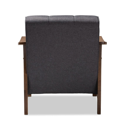 LSFH Unique Design Brook Button Tufted Fabric Accent Chair Armchair with Solid Sagwan Wooden Frame Single Sofa Chair for Small Apartments, Living Room or Bedroom (Set of 2 Chairs, Grey)