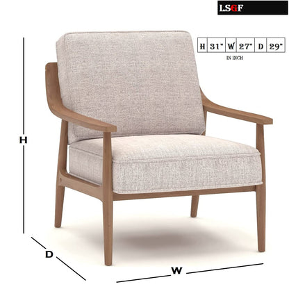 LSFH Unique Design True Innovations Artzhouse Accent Chair Armchair with Solid Sagwan Wooden Frame Single Sofa Chair for Small Apartments, Living Room or Bedroom (1 Chair, Beige)