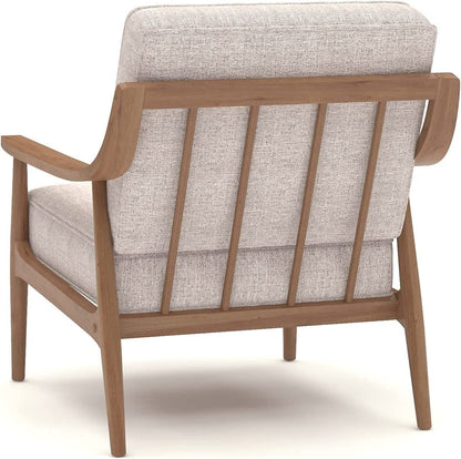 LSFH Unique Design True Innovations Artzhouse Accent Chair Armchair with Solid Sagwan Wooden Frame Single Sofa Chair for Small Apartments, Living Room or Bedroom (Set of 2 Chairs, Beige)