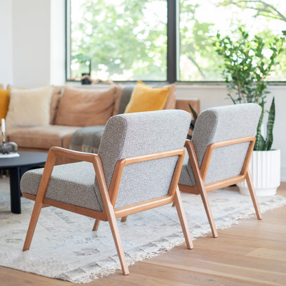 LSFH Unique Design True Innovations Maluz Accent Chair Armchair with Solid Sagwan Wooden Frame Single Sofa Chair for Small Apartments, Living Room or Bedroom (1 Chair, Grey)