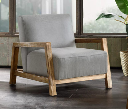 LSFH Unique Design Eastoz Lounge Chair, Accent Chair Armchair with Solid Sagwan Wooden Frame Single Sofa Chair for Small Apartments, Living Room or Bedroom (1 Chair, Grey)