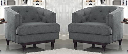 LSFH Unique Design True Innovations Coast Tufted Accent Chair Armchair with Solid Sagwan Wooden Legs Single Sofa Chair for Small Apartments, Living Room or Bedroom (Set of 2 Chairs, Grey)