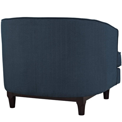 LSFH Unique Design True Innovations Coast Tufted Accent Chair Armchair with Solid Sagwan Wooden Legs Single Sofa Chair for Small Apartments, Living Room or Bedroom (1 Chair, Blue)